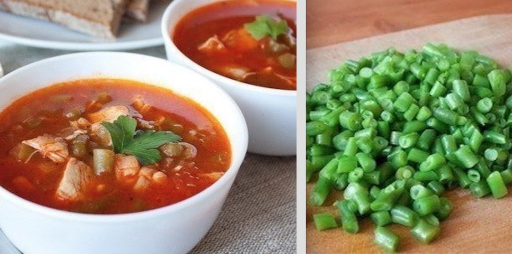 Томатный суп с курицей и зеленой фасолью "Томачелло"